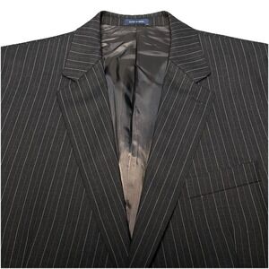 Ralph Ralph Lauren Suit 3 Piece 46R (41x25 Cuffed) Wool 2B 1V Dark Gray Striped